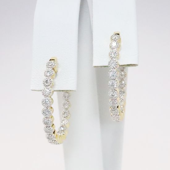 Picture of 14k Two-Tone Gold & Diamond Hoop Earrings 