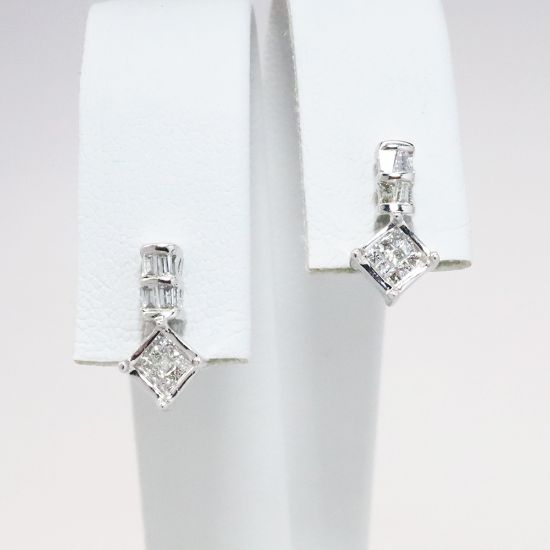 Picture of 14k White Gold & .33CTW Diamond Mini Drop Earrings 