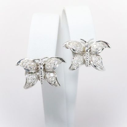 Picture of 18k White Gold & Diamond Butterfly Earrings