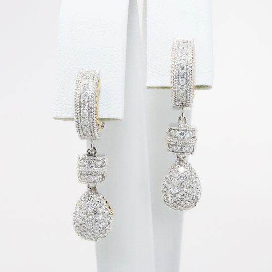 Picture of 18k Two-Tone Gold & Diamond Drop Earrings 