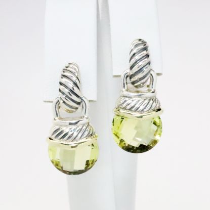 Picture of David Yurman Sterling Silver, 14k Yellow Gold & Citrine Dangle Earrings 