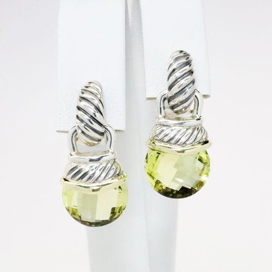 Picture of David Yurman Sterling Silver, 14k Yellow Gold & Citrine Dangle Earrings 