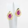 Picture of 14k Yellow Gold, Pear Cut Pink Sapphire &  Diamond Earrings 