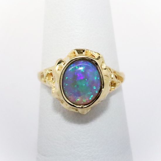 Picture of 14k Freeform Yellow Gold & Opal Cabochon Ring 