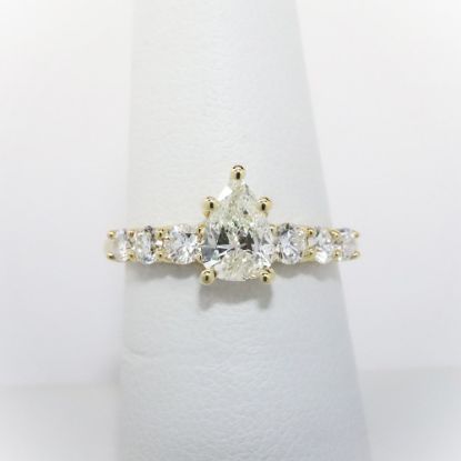 Picture of 14k Yellow Gold & Pear Cut Diamond Engagement Ring 