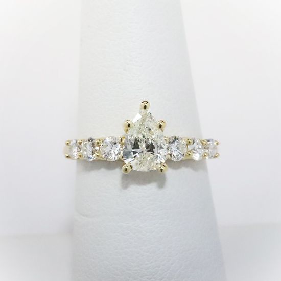 Picture of 14k Yellow Gold & Pear Cut Diamond Engagement Ring 