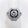 Picture of Antique Art Deco 18k White Gold, Diamond & Synthetic Sapphire Engagement Ring with Custom Made Matching 19k Gold & Diamond Band 