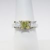 Picture of 14k White Gold & Princess Cut Fancy Yellow Diamond Engagement Ring 