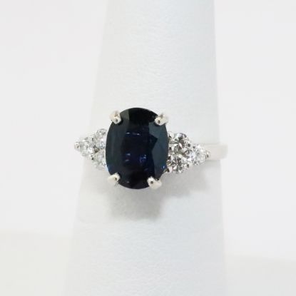 Picture of 14k White Gold, Oval Cut Sapphire & Diamond Ring 