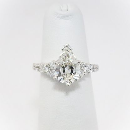 Picture of 14k White Gold & 1.65CT Pear Cut Diamond Engagement Ring 