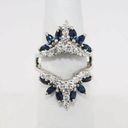 Picture of 14k White Gold, Diamond & Sapphire Jacket Style Ring Enhancer