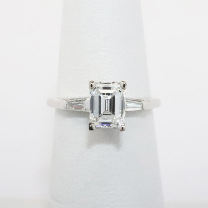 Picture of 14k White Gold & .97Ct Emerald Cut Diamond Engagement Ring 