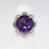 Picture of 18k Two-Tone Gold & Amethyst Ring with Flower Shaped Diamond Halo 