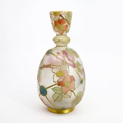 Picture of Royal Flemish Mt. Washington Vase with Gold Highlights and Wild Rose Flowers