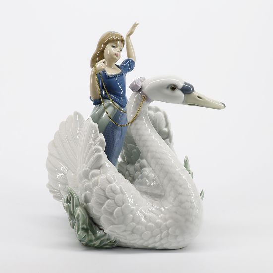 Picture of Lladro Porcelain 'The Swan and the Princess' Figurine #5705 with Original Box