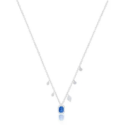 Picture of 14k White Gold Sapphire & Diamond Necklace 