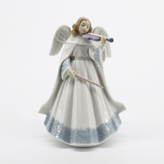 Picture of Lladro Porcelain 'Angelic Violinist' Christmas Tree Topper #6126 with Box