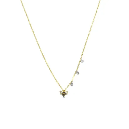 Picture of 14k Yellow Gold Diamond Bumble Bee Necklace 