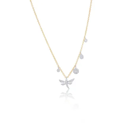 Picture of 14k Two Tone Gold Diamond Dragonfly Necklace 