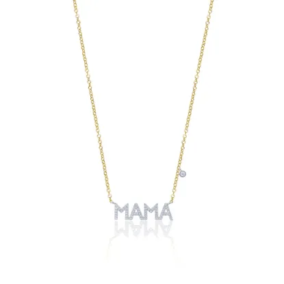Picture of 14k Two Tone Gold "MAMA" Diamond Necklace 