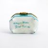 Picture of Vintage Traditional Chest Shaped Limoges Porcelain Trinket Box in Turquoise, Blue & Gold
