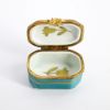 Picture of Vintage Traditional Chest Shaped Limoges Porcelain Trinket Box in Turquoise, Blue & Gold