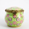Picture of Retired Limoges Porcelain Lidded Lunch Pail Trinket Box with Floral Motif by Parry Vieille