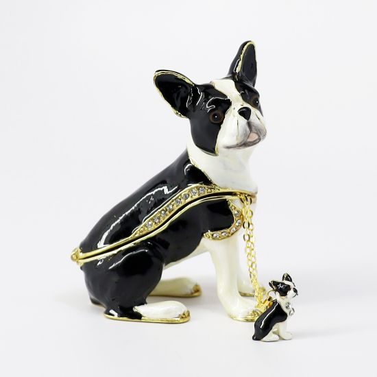 Picture of Kingspoint Designs Bonnie the Boston Terrier Trinket Box with Matching Necklace