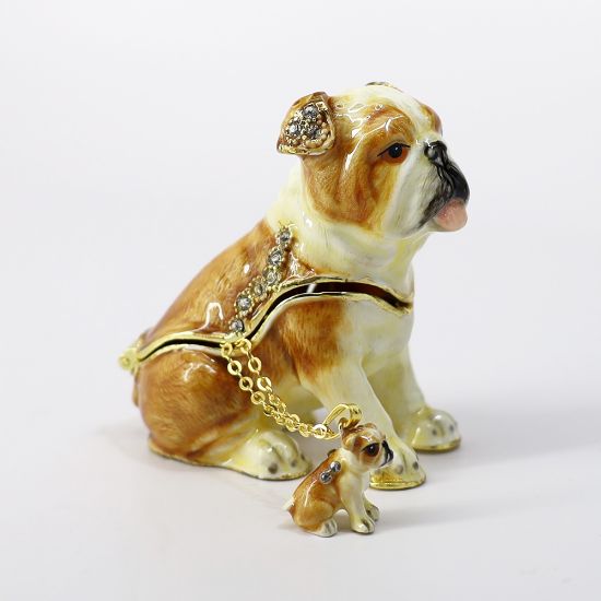 Picture of Kingspoint Designs Bliss the English Bulldog Trinket Box with Matching Necklace