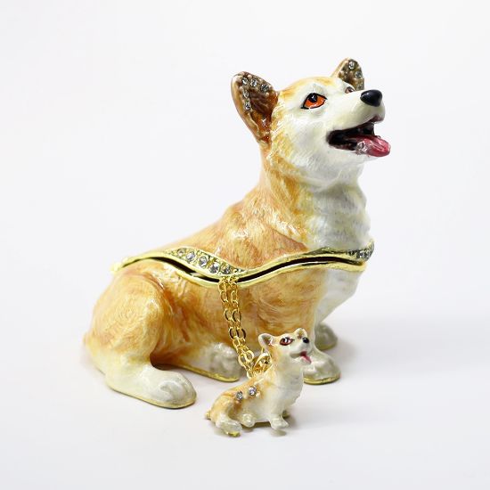 Picture of Kingspoint Designs Royal the Corgi Trinket Box with Matching Necklace