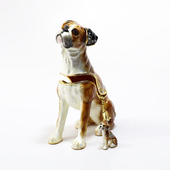 Picture of Kingspoint Designs Curious the Boxer Trinket Box with Matching Necklace
