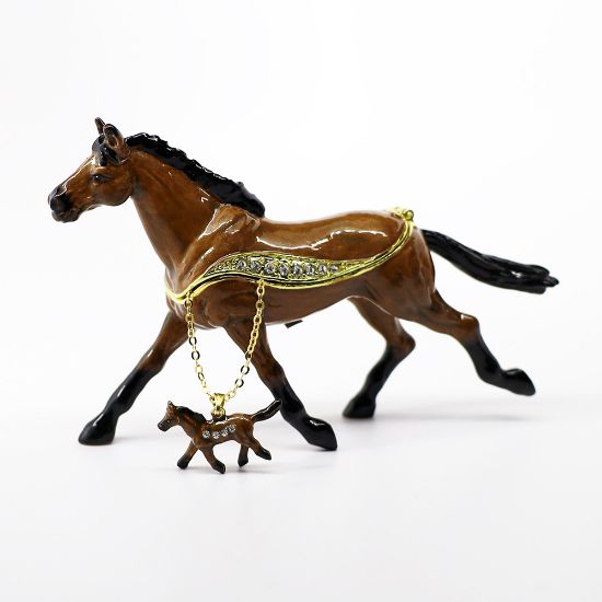 Picture of Kingspoint Designs Light the Thoroughbred Horse Trinket Box with Matching Necklace