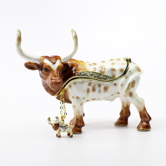 Picture of Kingspoint Designs Larry the Texas Longhorn Trinket Box with Matching Necklace