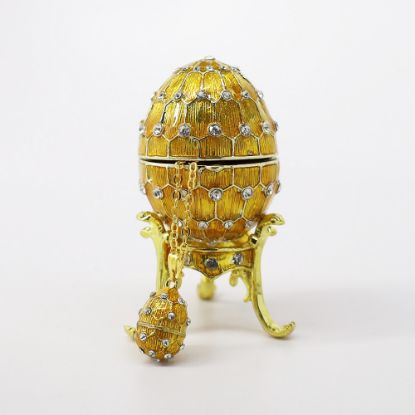 Picture of Kingspoint Designs 'Prosperity' Golden Egg Trinket Box with Stand & Matching Necklace