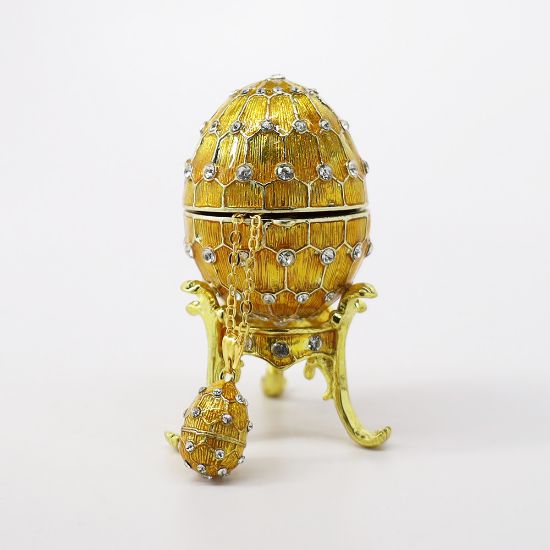 Picture of Kingspoint Designs 'Prosperity' Golden Egg Trinket Box with Stand & Matching Necklace