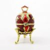Picture of Kingspoint Designs 'Knightly' Ruby Red Egg Trinket Box with Stand & Matching Necklace