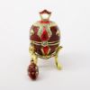 Picture of Kingspoint Designs 'Knightly' Ruby Red Egg Trinket Box with Stand & Matching Necklace