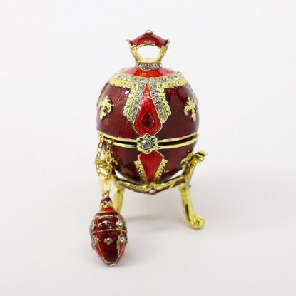 Picture of Kingspoint Designs 'Knightly' Ruby Red Egg Trinket Box with Stand & Matching Necklace