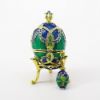 Picture of Kingspoint Designs 'Imperial' Blue & Green Egg Trinket Box with Stand & Matching Necklace
