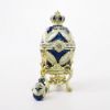 Picture of Kingspoint Designs 'Crown of Majesty' Blue & White Egg Trinket Box with Stand & Matching Necklace