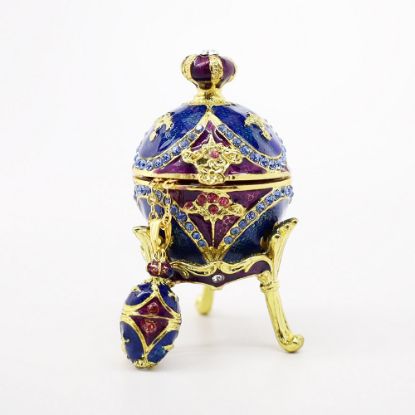 Picture of Kingspoint Designs 'Regal' Blue & Violet Egg Trinket Box with Stand & Matching Necklace