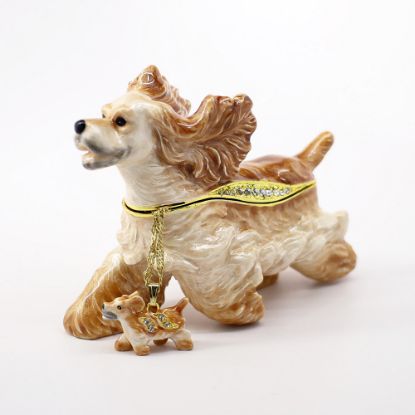 Picture of Kingspoint Designs Wind the Cocker Spaniel Trinket Box with Matching Necklace 