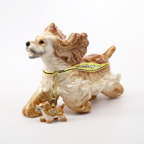 Picture of Kingspoint Designs Wind the Cocker Spaniel Trinket Box with Matching Necklace 