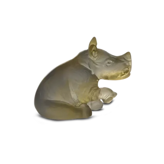 Picture of Daum Mini Rhinoceros in Amber & Grey Figurine