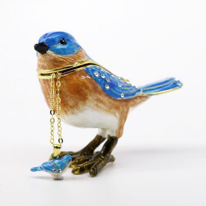 Picture of Kingspoint Designs Blue Bird Trinket Box with Matching Necklace