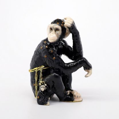 Picture of Kingspoint Designs Thoughtful Chimpanzee Trinket Box with Matching Necklace