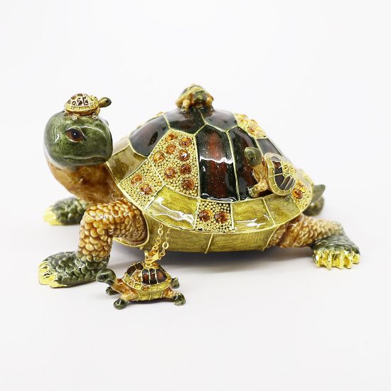 Picture of Kingspoint Designs Longevity the Tortoise with Babies Trinket Box with Matching Necklace