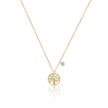 Picture of 14K Yellow Gold Tree of Life Diamond Necklace