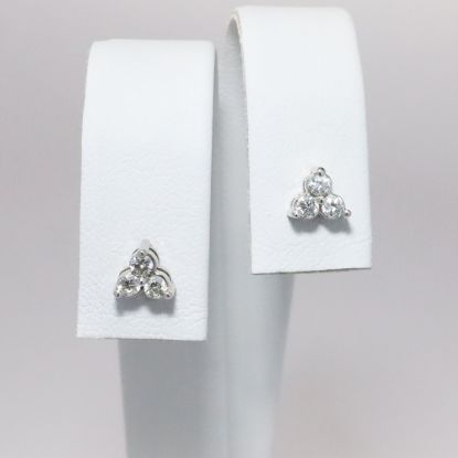 Picture of 14k White Gold 3-Diamond Earrings 