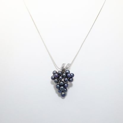 Picture of 14k White Gold Cultured Pearls & Diamond Necklace 